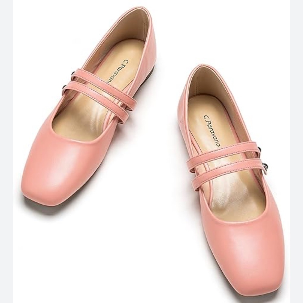 NEW C Paravano Pink Ballet Flats with Mary Jane Design size 41 or 10